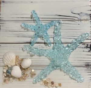 Starfish Duo Aqua glass art