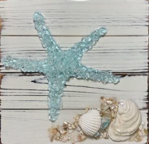 starfish single aqua glass art